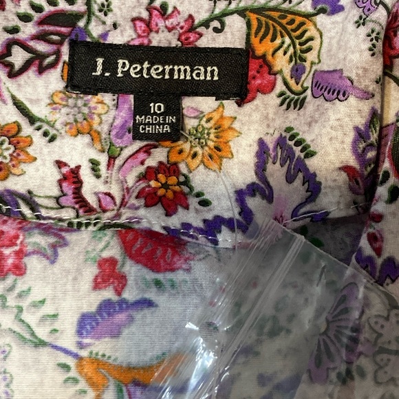 NWOT J. Peterman Size 10 Purple Floral 1947 Long Sleeve Shirt Dress - Picture 11 of 12